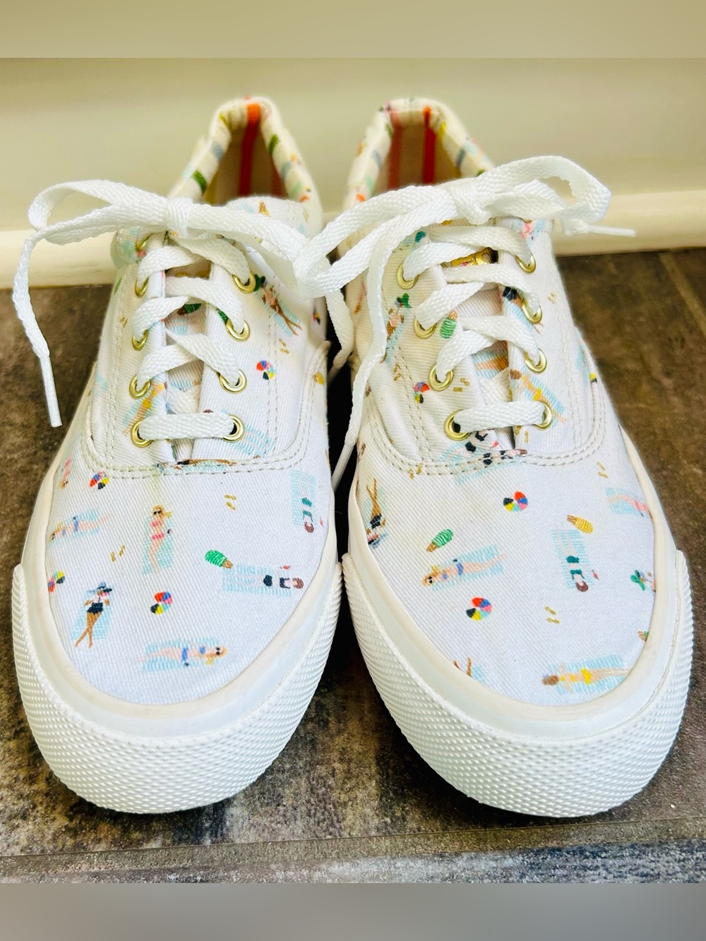 Keds x Rifle Paper Co Beach Scene Sneakers Size 6.5 Women’s Canvas Shoes